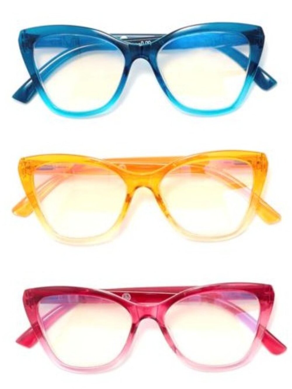 JOY MANGANO Blue Gradient Crystal Cat Eye Blue-Light Reading Glasses: +3.50**NEW - Picture 3 of 3